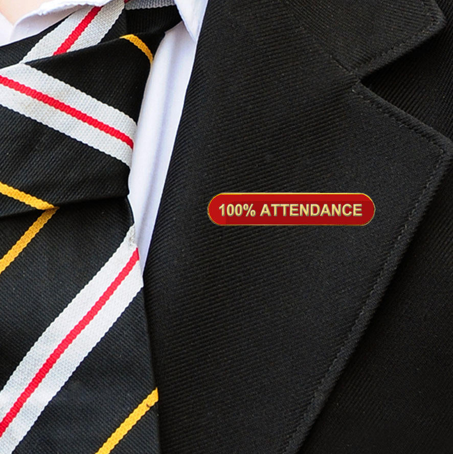 100% Red Attendance Bar Badge-3