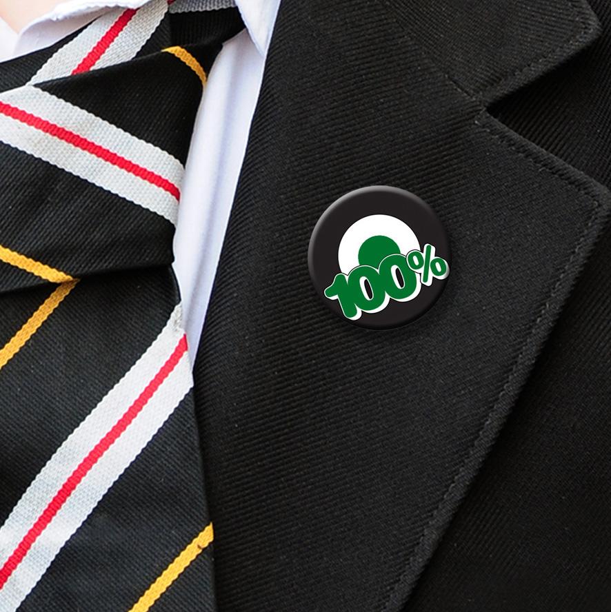 100% attendance badges green-9