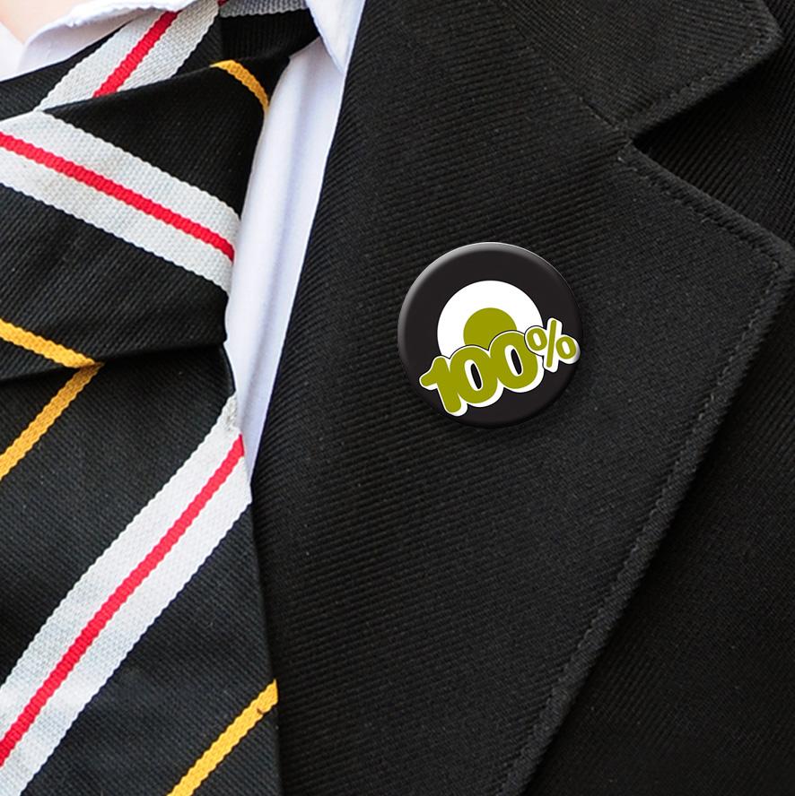 100% attendance badges olive-5