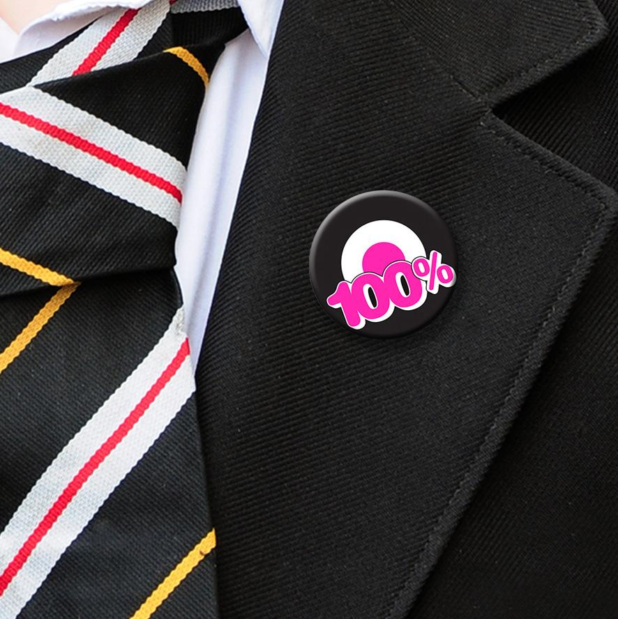 100% attendance badges pink-6