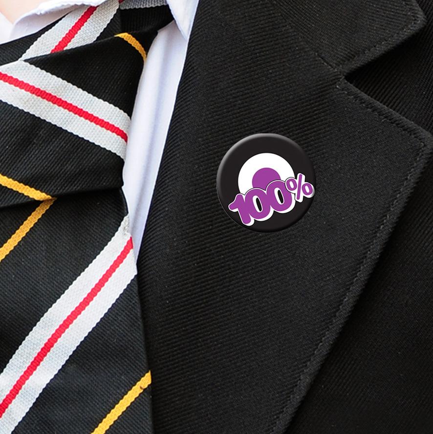 100% attendance badges purple-4