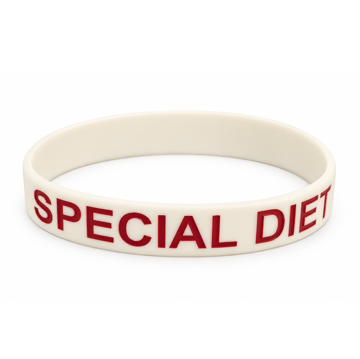 Food - SPECIAL DIET Silicon Wristband - (Pack of 10)