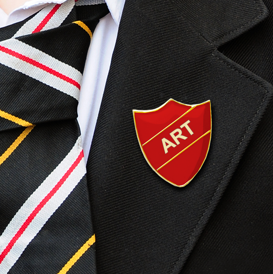 art shield school badge red-4