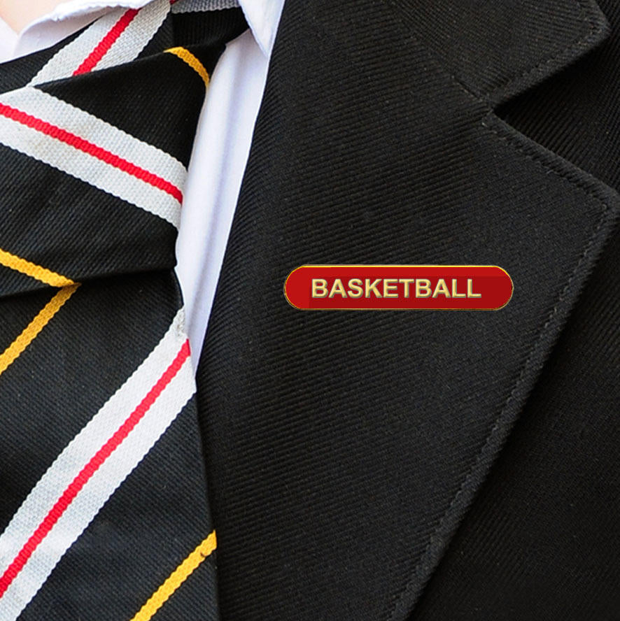 Red Bar Shaped Basketball Badge-3