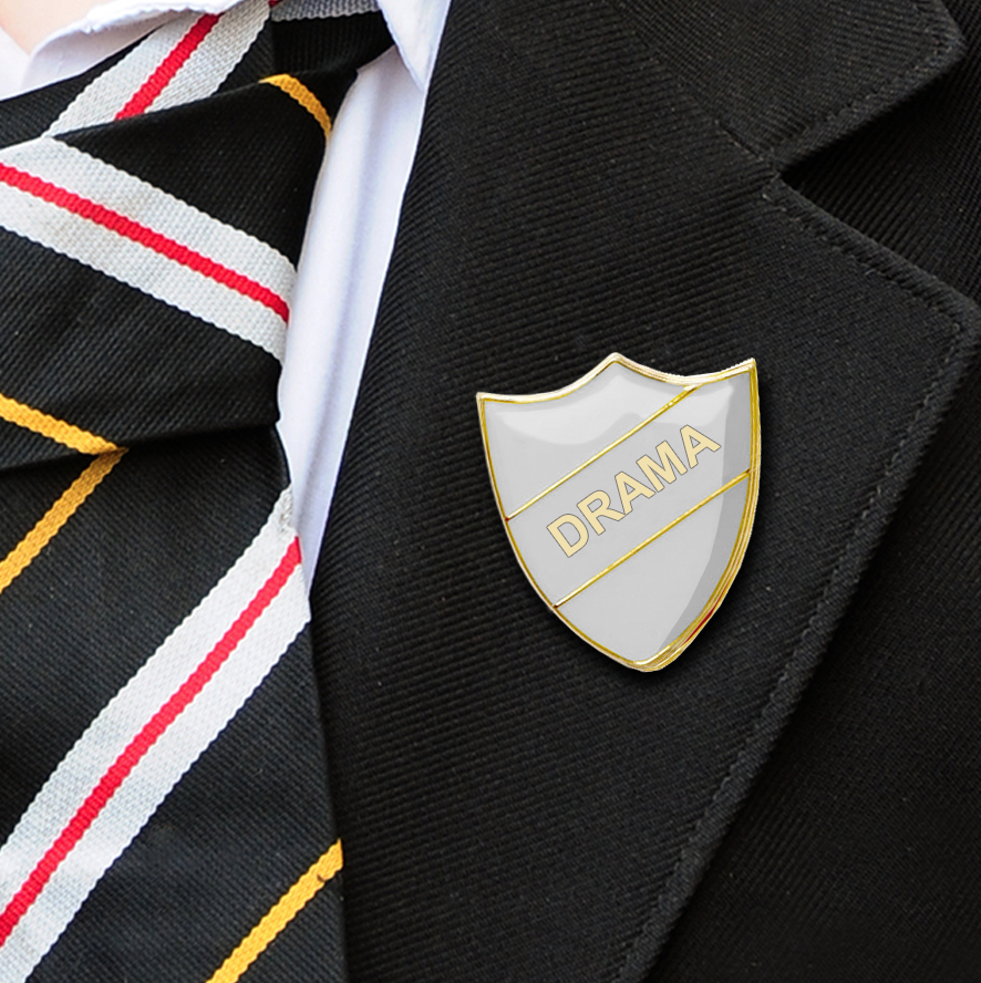 White Shield Shaped Drama Badge-5