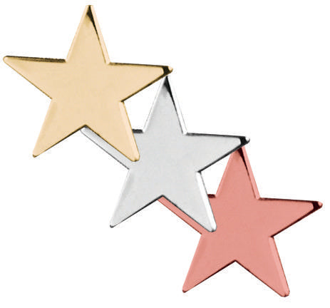 Gold, Silver, Bronze Star Shaped Flat Badges-0