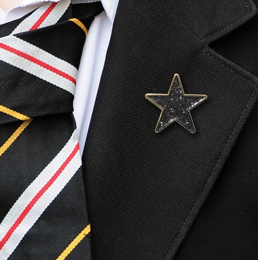 Black Star Shaped Glitter Badge-6