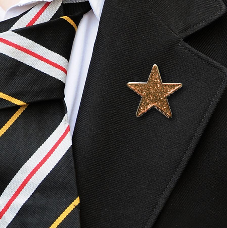 Gold Star Shaped Glitter Badge-7