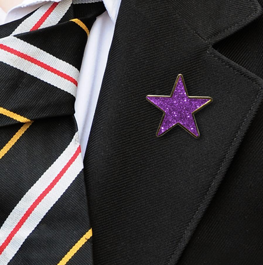 Purple Star Shaped Glitter Badge-8