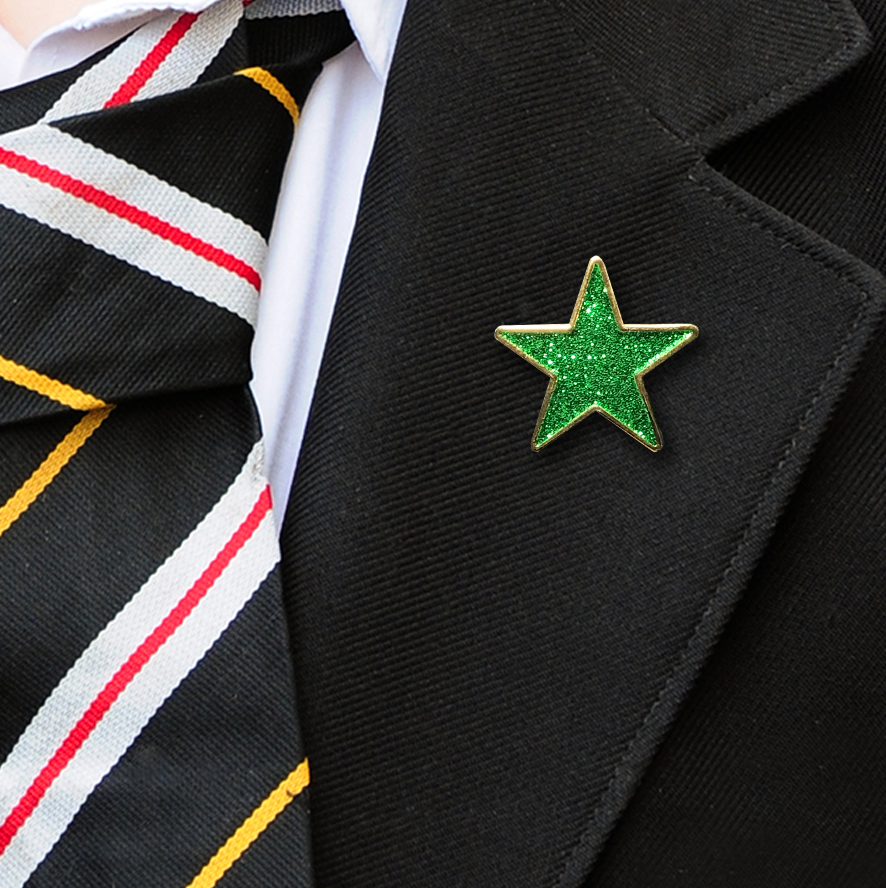 Green Star Shaped Glitter Badge-2