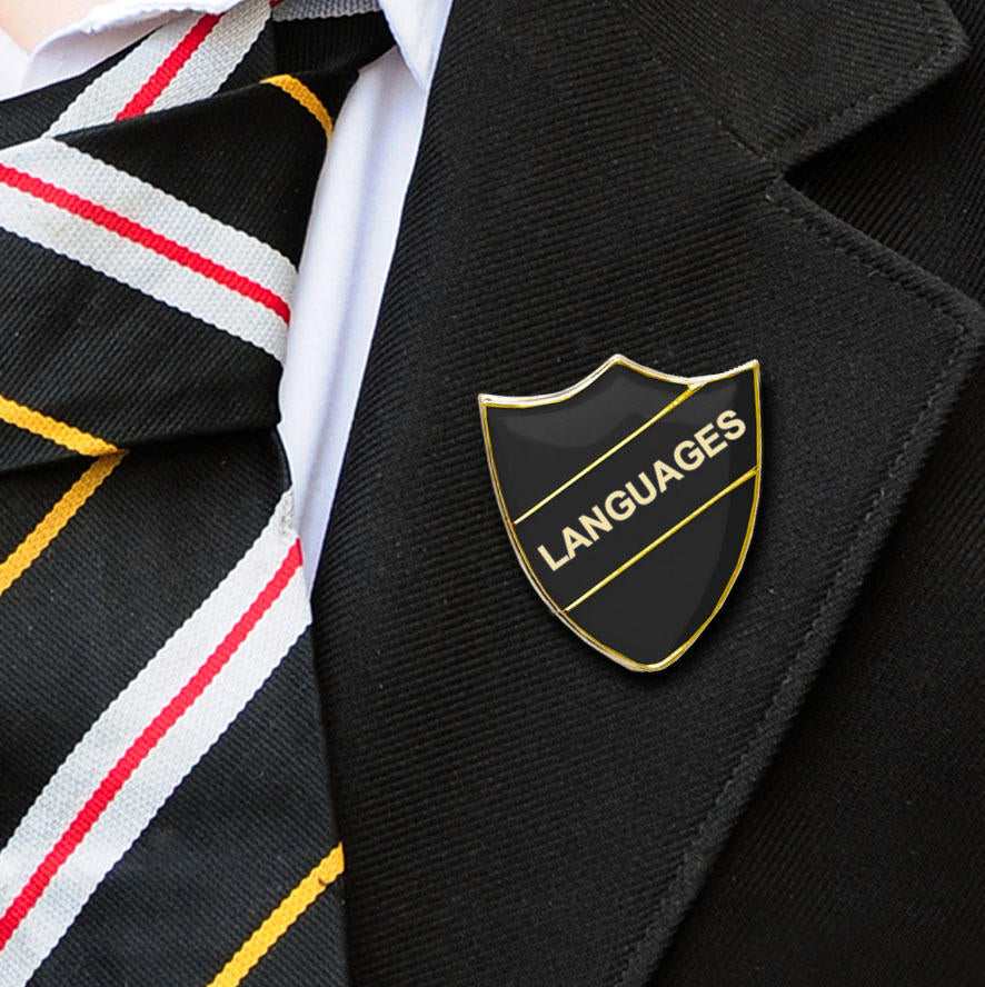 Black Shield Shaped Languages Badge-3