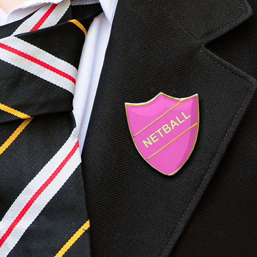 Pink Shield Shaped Netball Badge-5