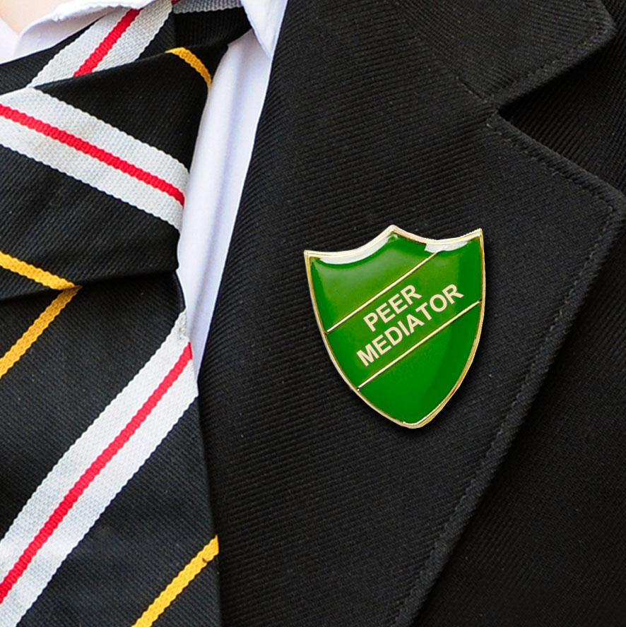 Green Shield Shaped Peer Mediator Badge-2