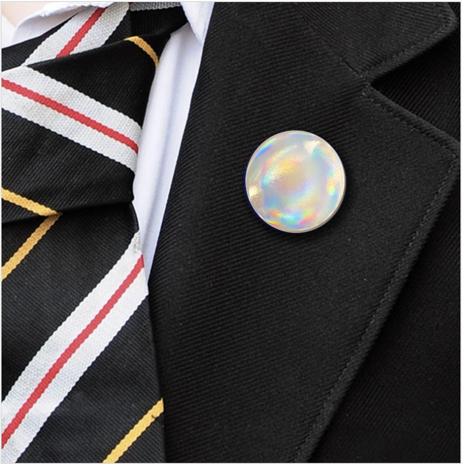 metallic plastic button badge platinum-4