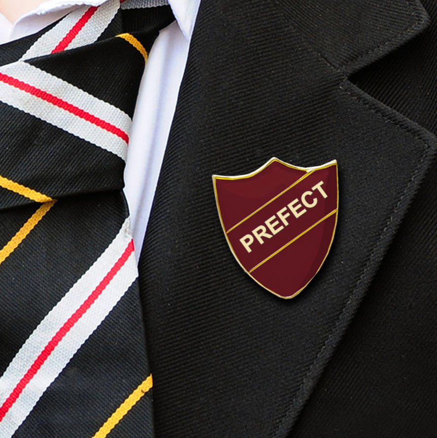 Maroon Shield Shaped Prefect Badge Badge-9