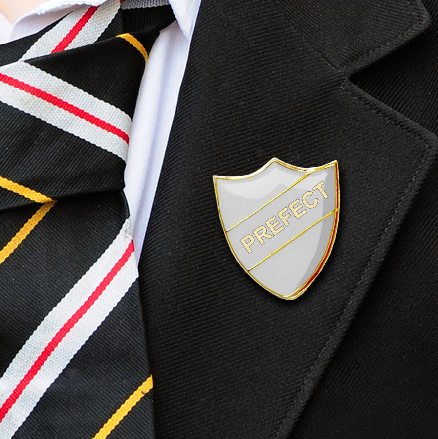 White Shield Shaped Prefect Badge Badge-10