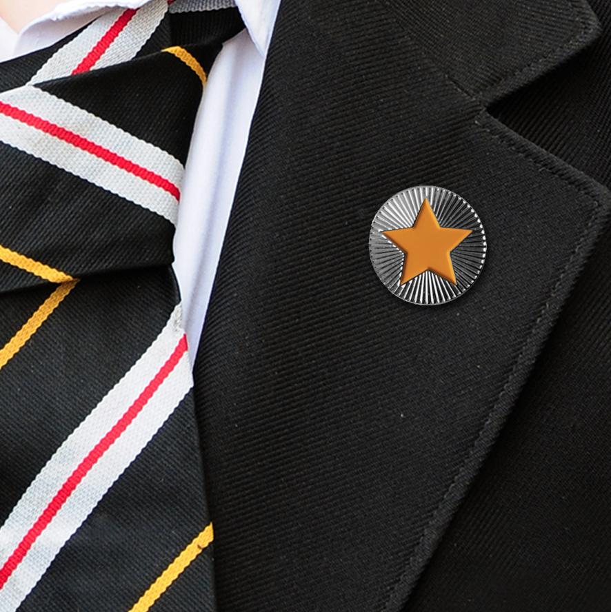 Round on Silver with Orange Star badges-6