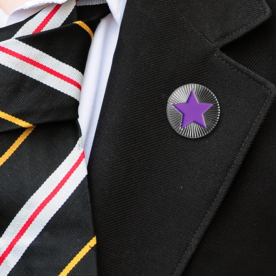 Round on Silver with Purple Star badges-7