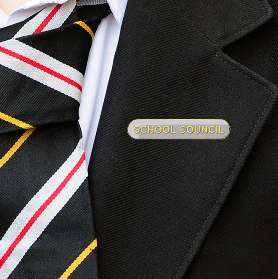 Light Grey Shield Shaped School Council Badge-9