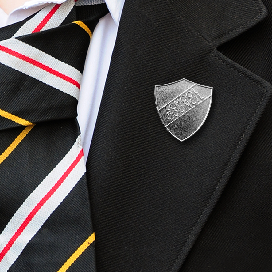 SILVER SCHOOL COUNCIL METAL BADGE-2