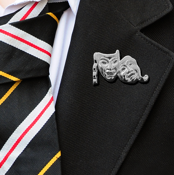 drama mask badges silver-2