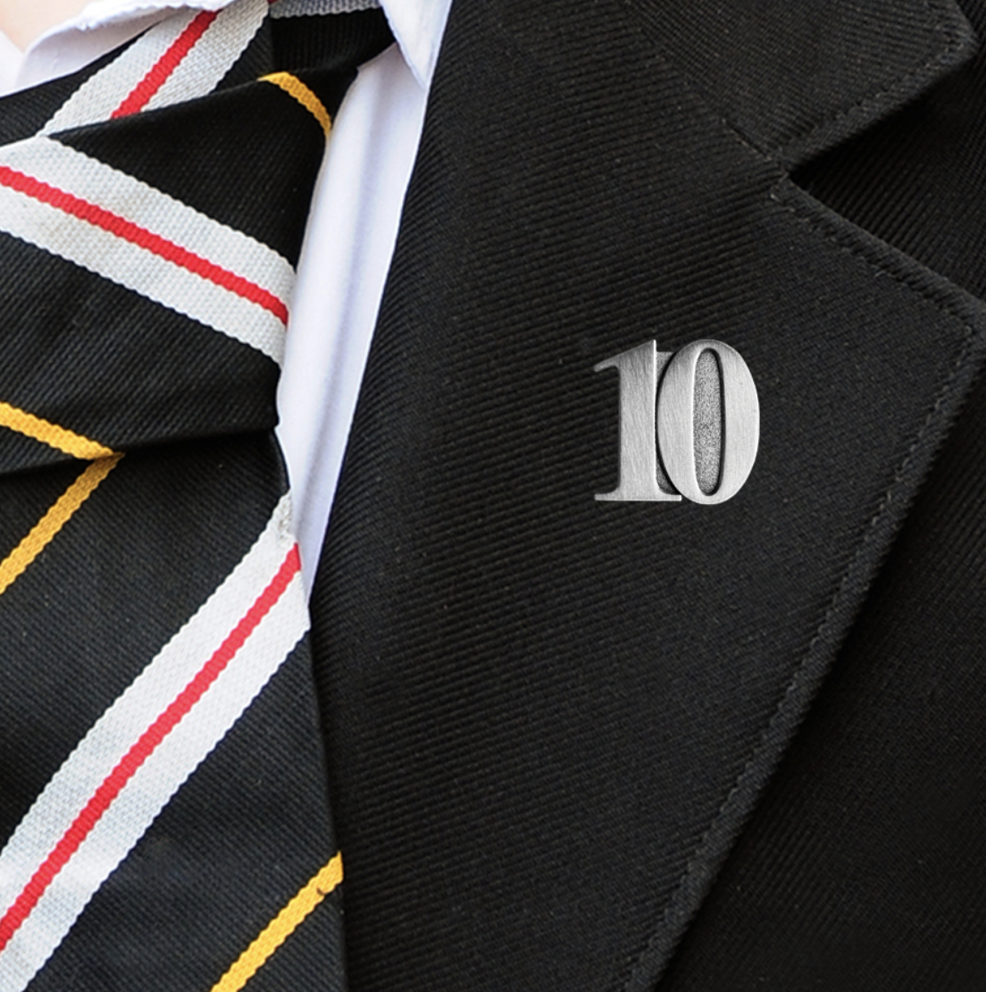 NUMBER 10 YEAR BADGE IN SILVER METAL-4