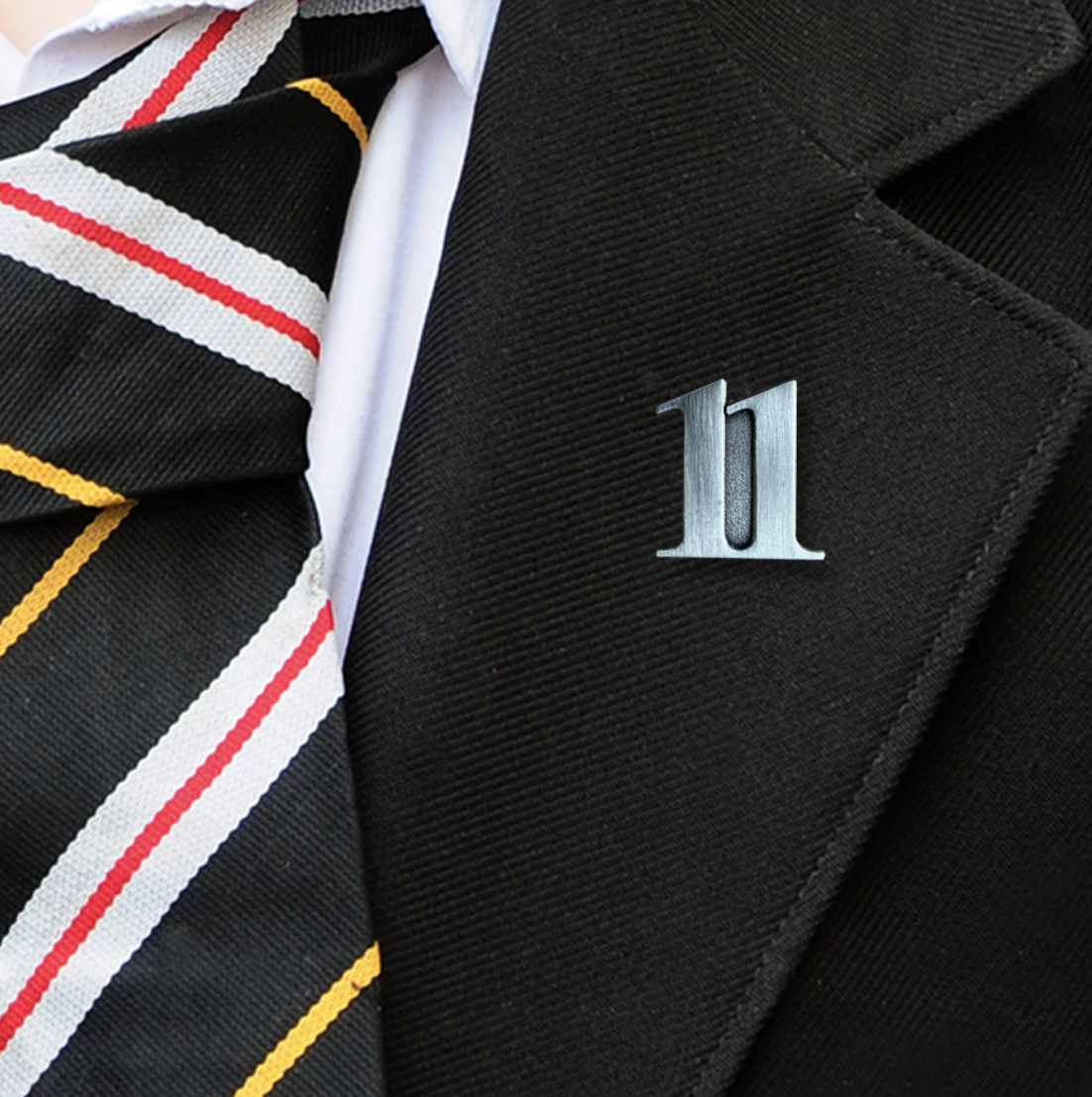 NUMBER 11 YEAR BADGE IN PLATINUM METAL-5