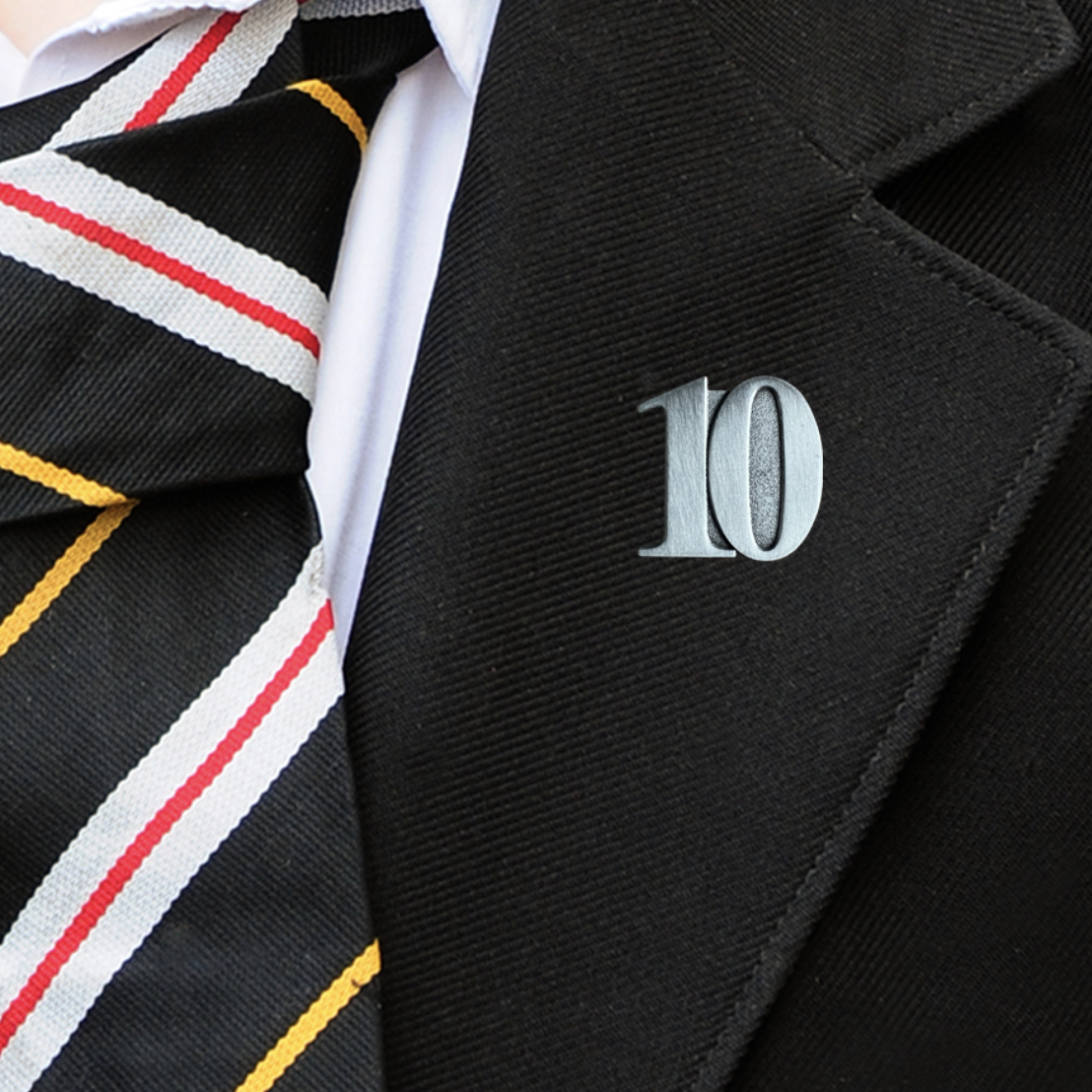 NUMBER 10 YEAR BADGE IN PLATINUM METAL-4