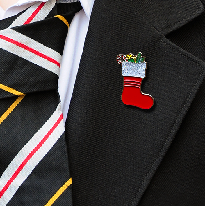 XMAS SOCK BADGE on blazer-1