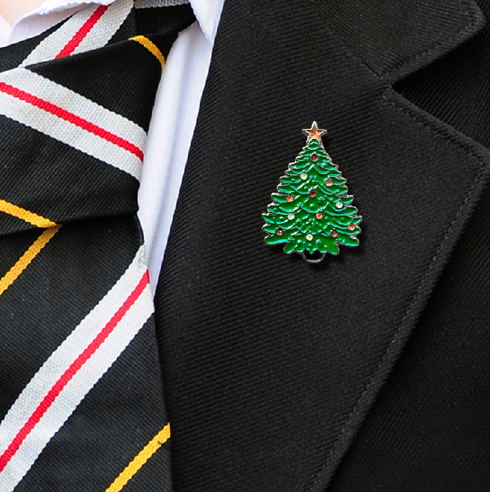 XMAS TREE BADGES ON BLAZER-1