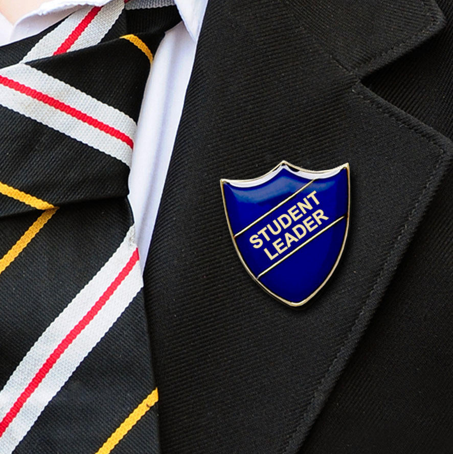 Blue Shield Shaped Student Leader Badge-1