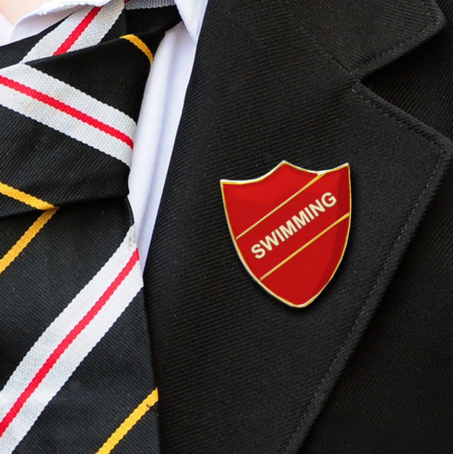 Red Shield Shaped Swimming Badge-3