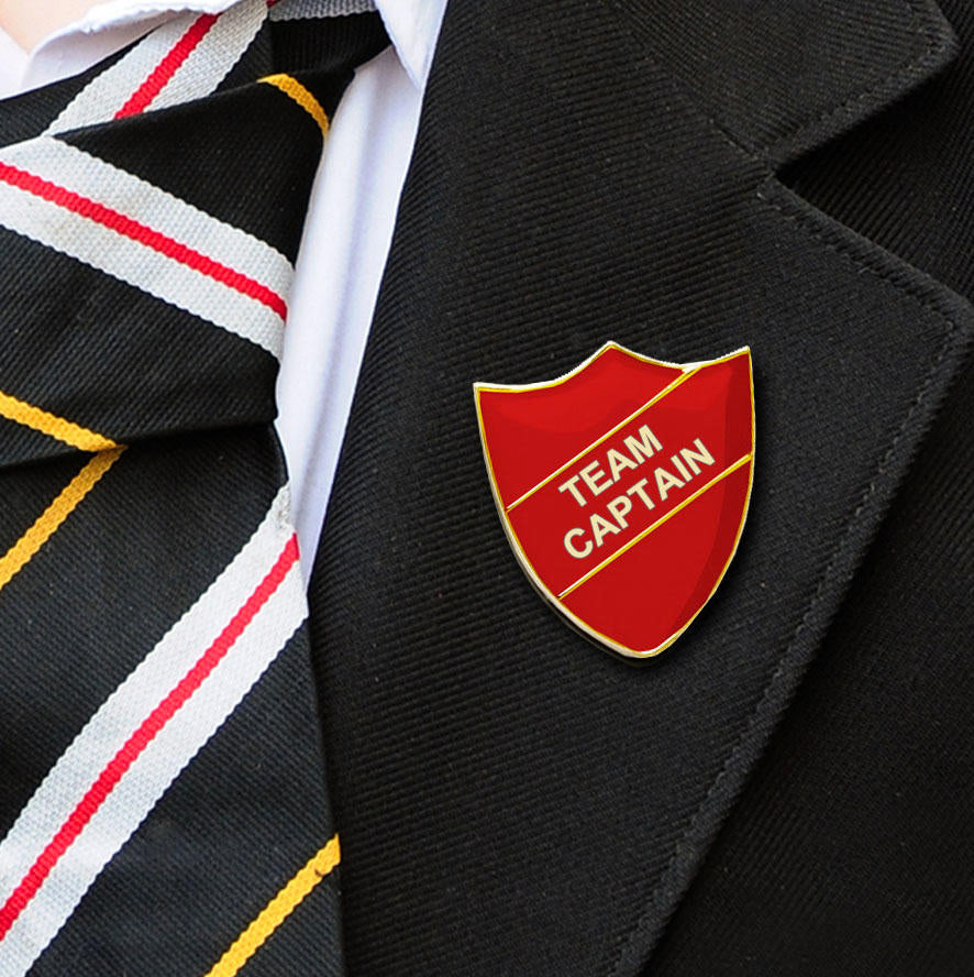 Red Shield Shaped Team Captain Badge-4