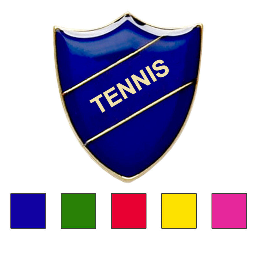 Coloured Shield Shaped Tennis Badges-0