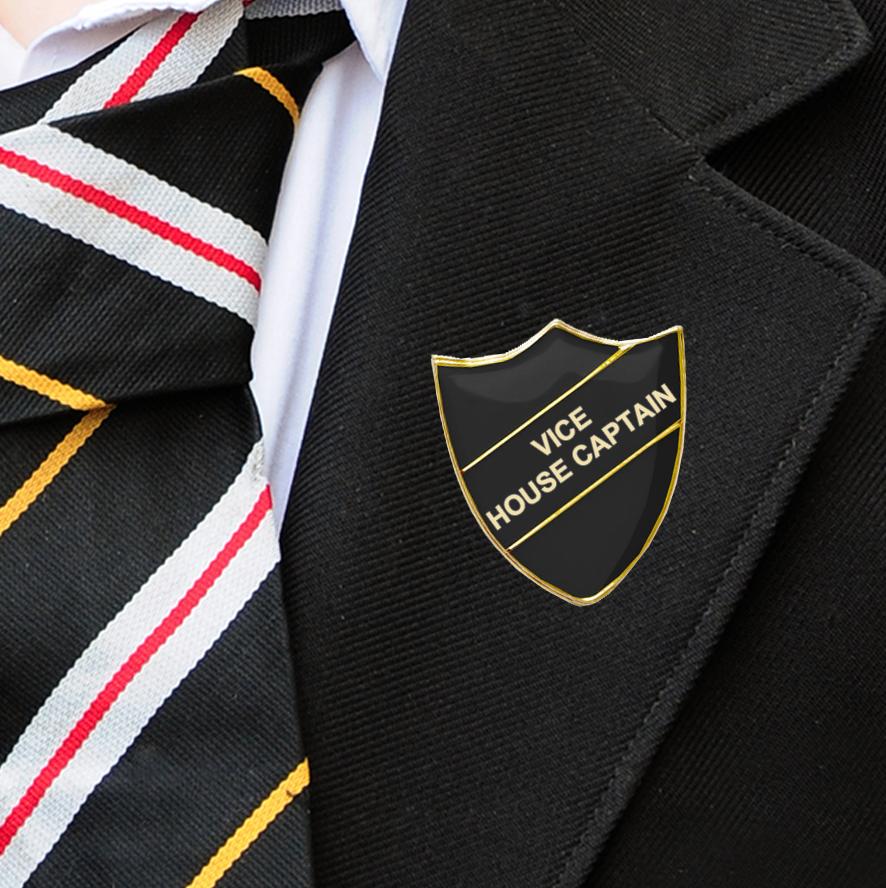 Black Shield Shaped Vice House Captain Badge-5