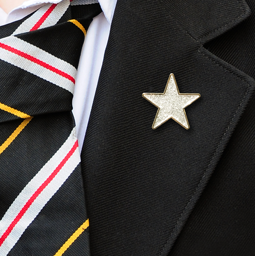 White Star Shaped Glitter Badge-5