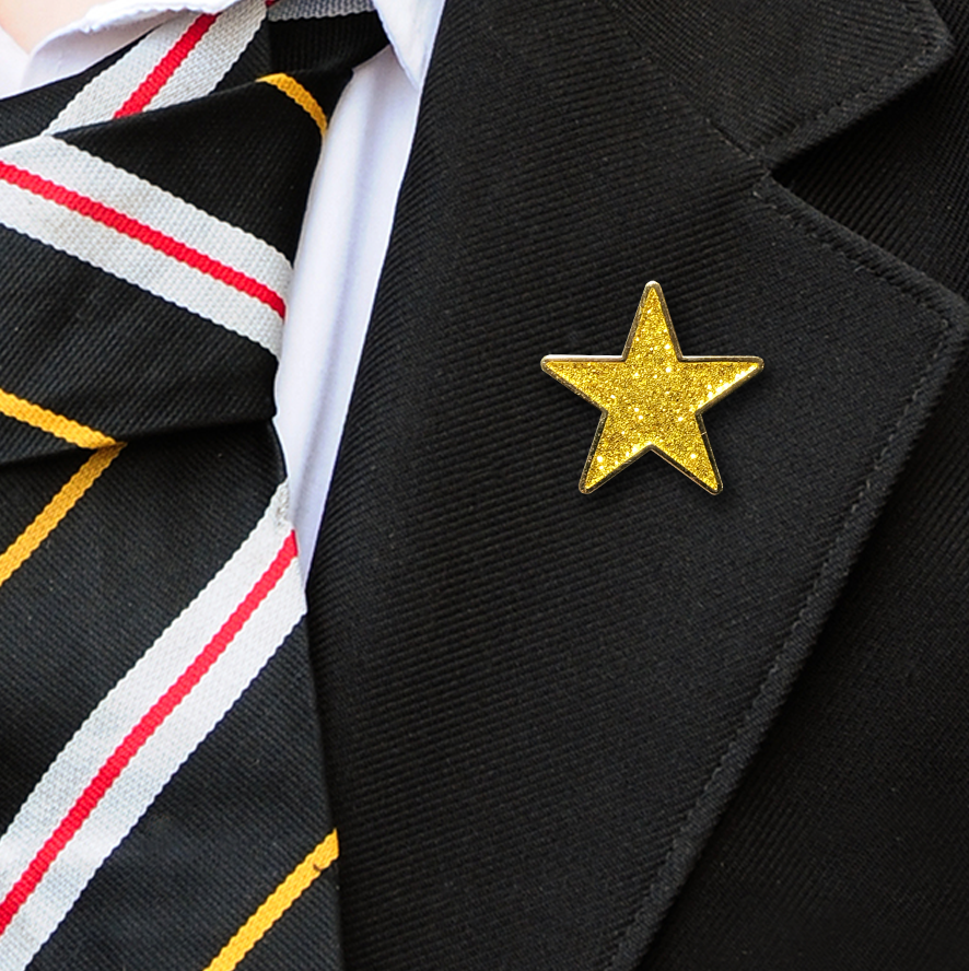 Yellow Star Shaped Glitter Badge-4