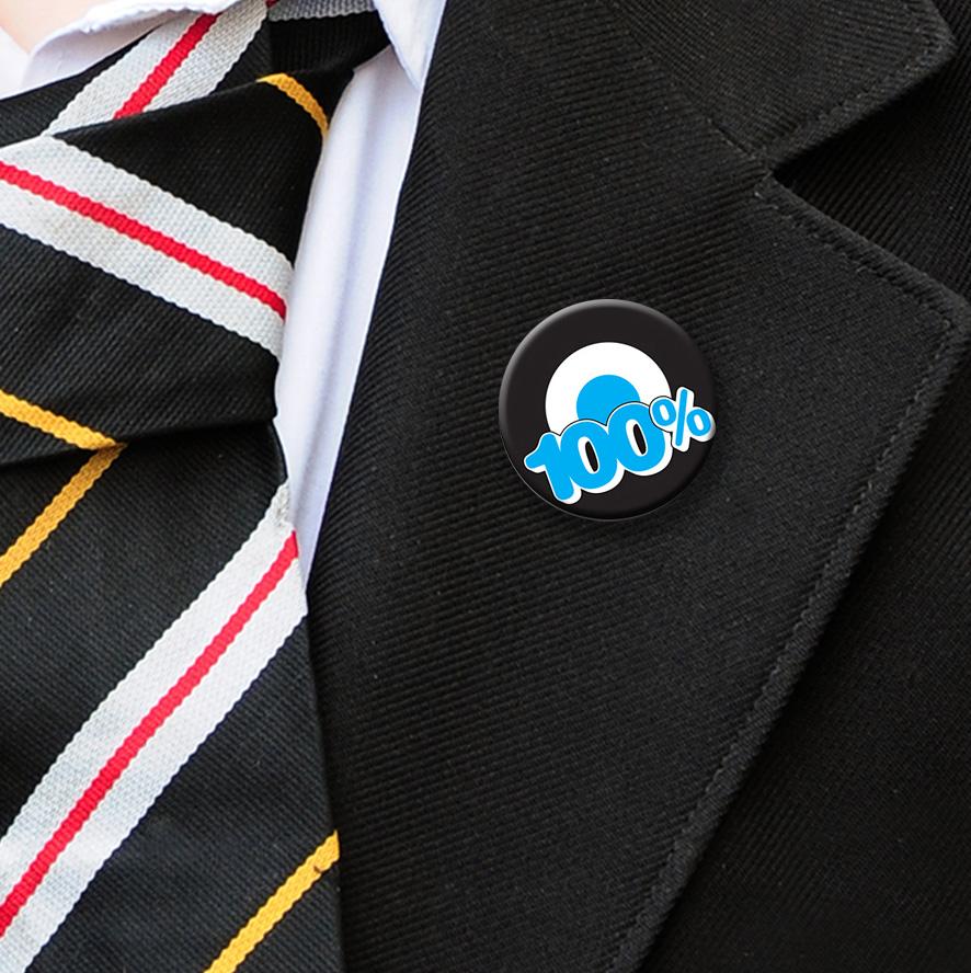 100% attendance badges blue-1