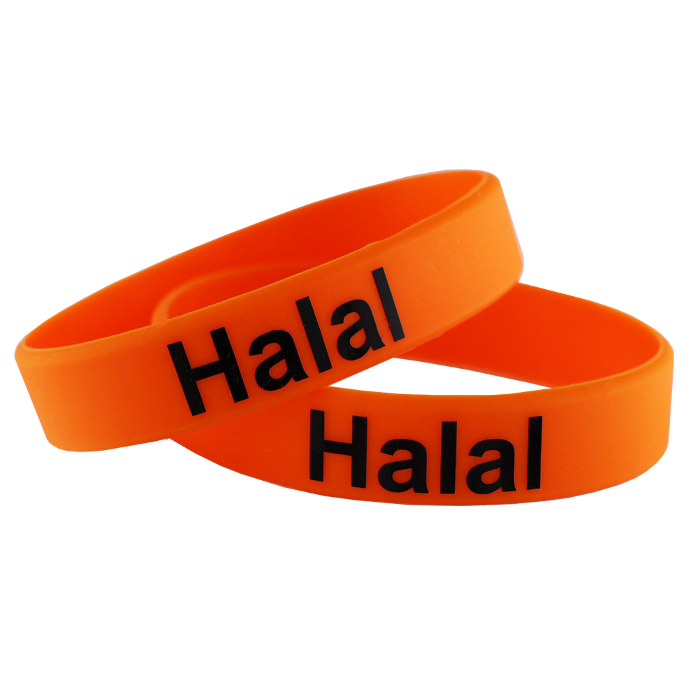 Food - Halal Silicon Wristband - ORANGE (Pack of 10)