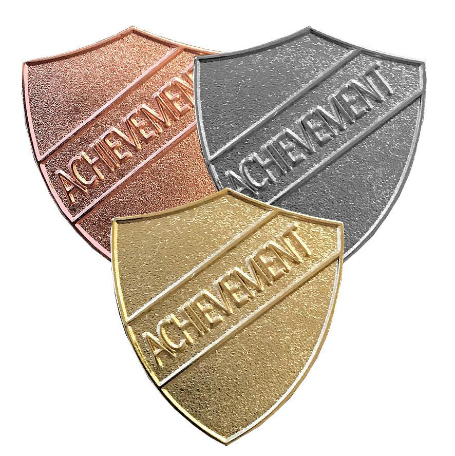 Gold, SIlver, Bronze Achievement Shield Badges-0