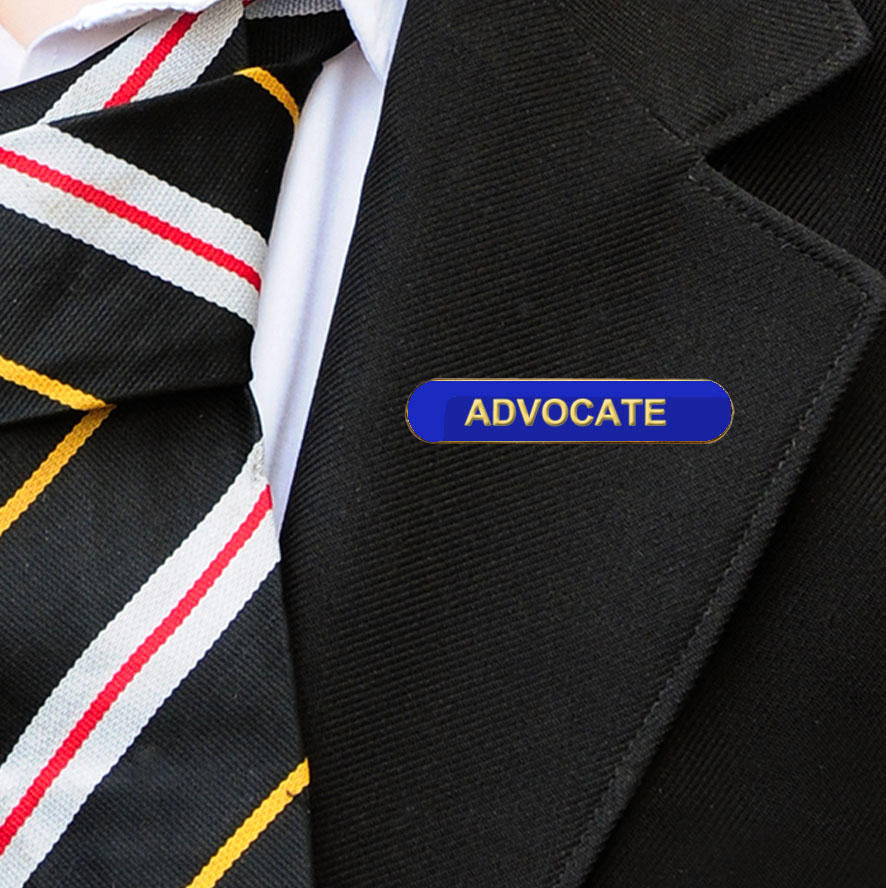 Blue ADVOCATE School Badge (Bar Shape)-1