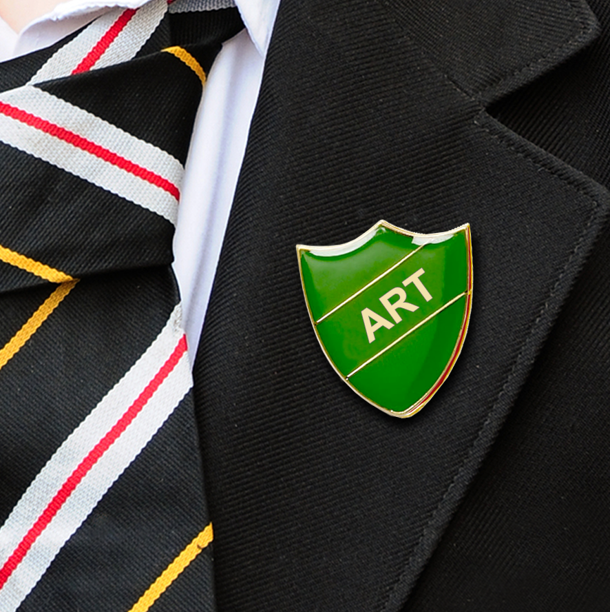 art shield school badge green-3