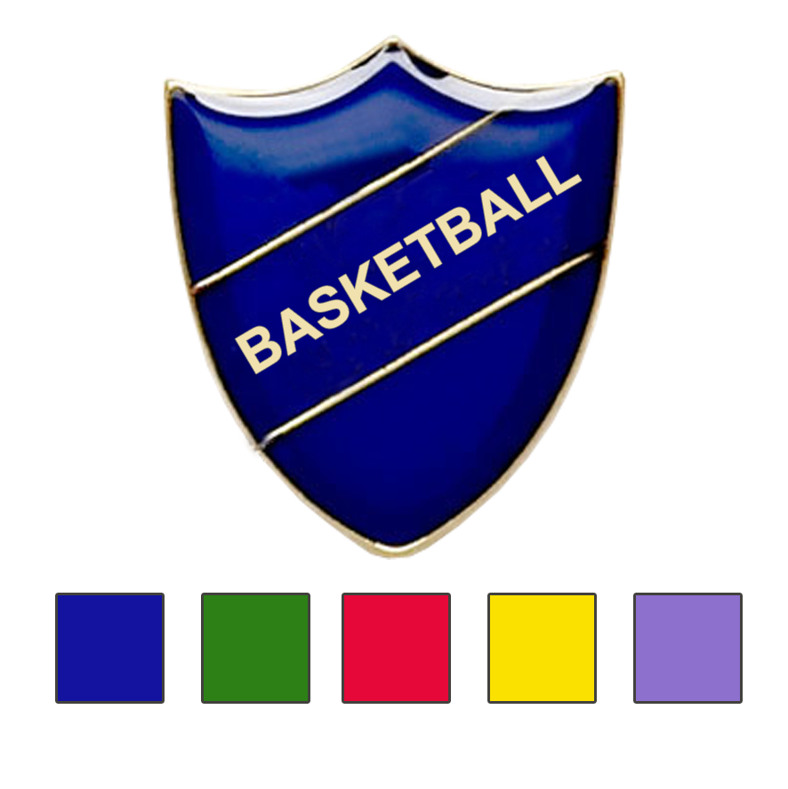 Coloured Shield Shaped Basketball Badges-0
