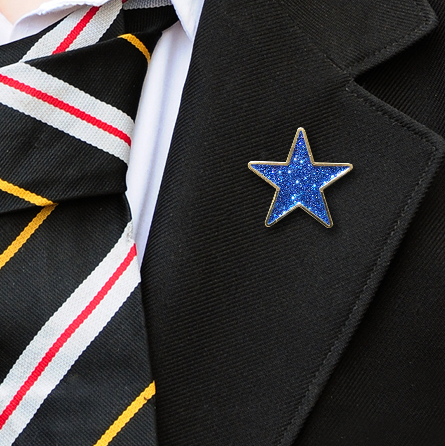 Blue Star Shaped Glitter Badge-1