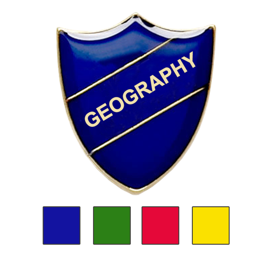 Coloured Shield Shaped Badges Geography Badges-0
