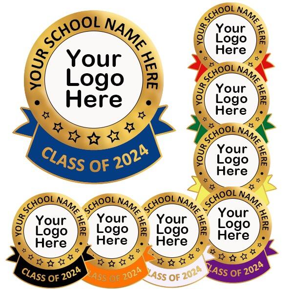 Create your own Graduation Badges with your added text and logo-0