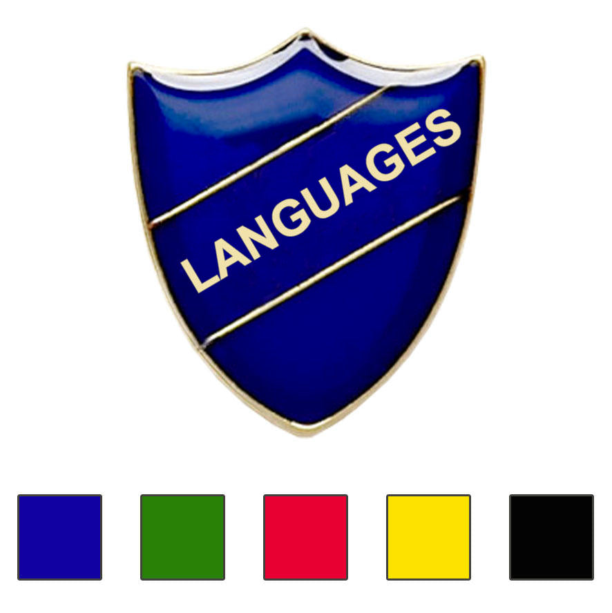 Coloured Shield Shaped Languages Badges-0