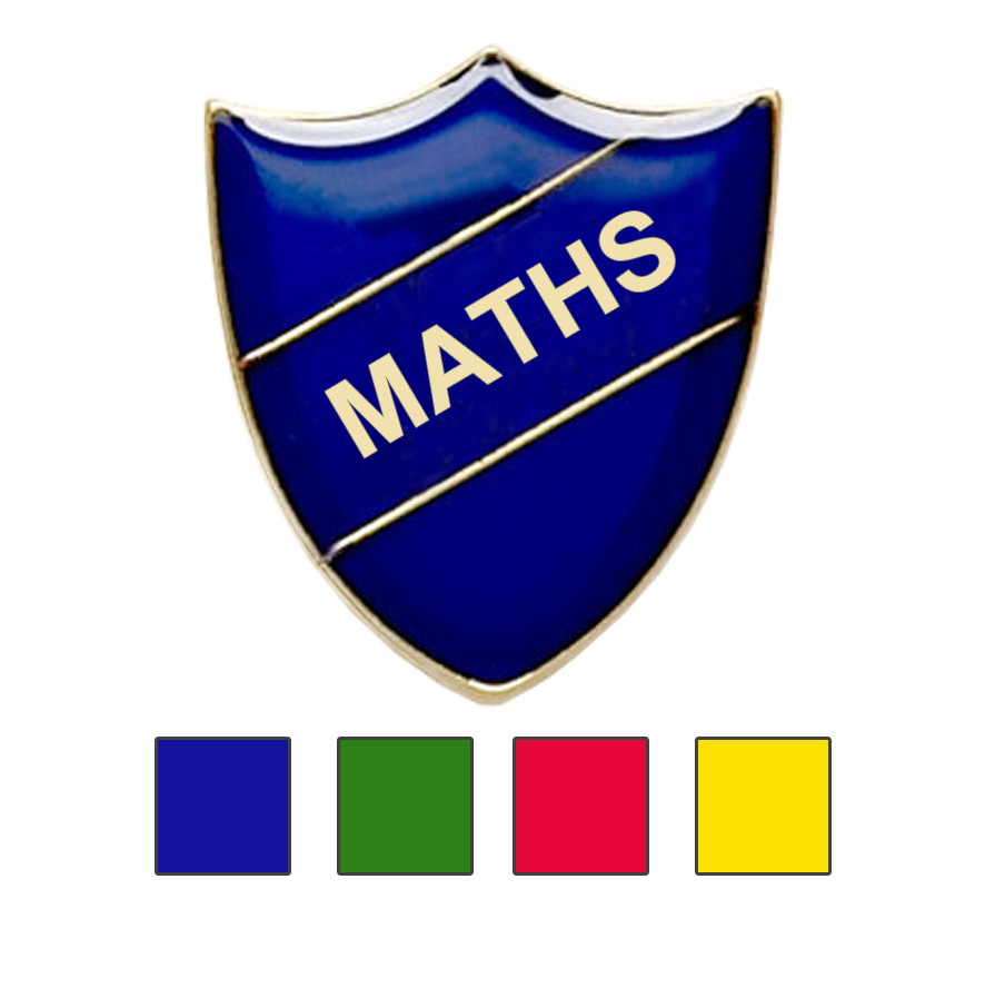 Coloured Shield Shaped Maths Badges-0