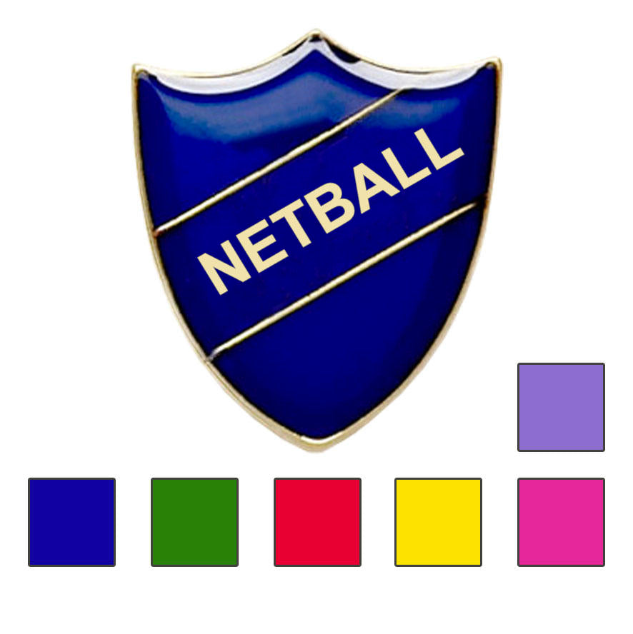 Coloured Shield Shaped Netball Badges-0