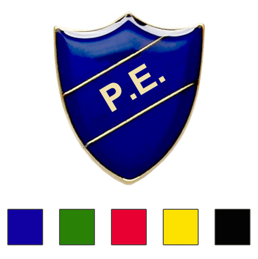 Coloured Shield Shaped P.E. Badges-0
